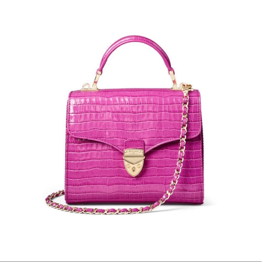 Aspinal of London Midi Mayfair Bag Hibiscus Croc